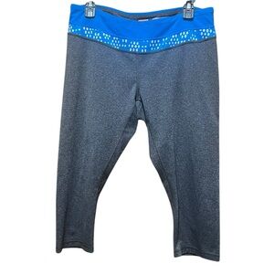 Lucy Hatha Collection Gray and Blue Crop Leggings Size XL